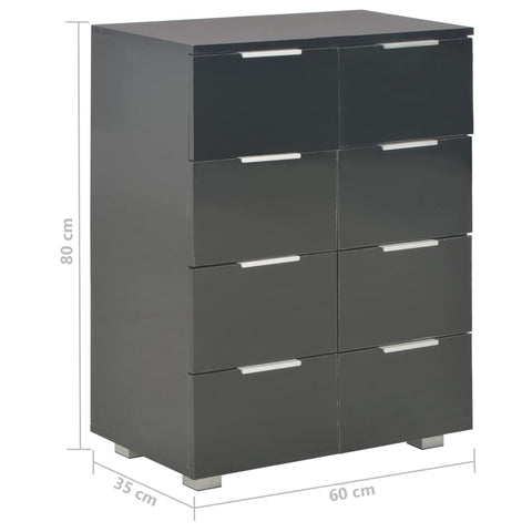 vidaXL Sideboard Hochglanz-Schwarz 60x35x80 cm Holzwerkstoff