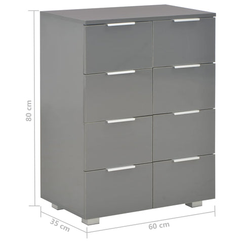 vidaXL Sideboard Hochglanz-Grau 60x35x80 cm Holzwerkstoff