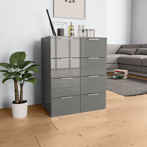 vidaXL Sideboard Hochglanz-Grau 60x35x80 cm Holzwerkstoff