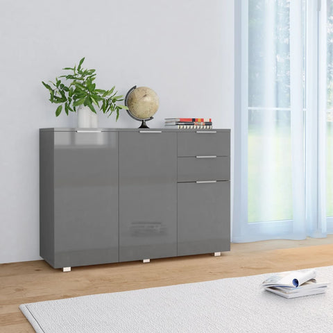 vidaXL Sideboard Hochglanz-Grau 107x35x80,5 cm