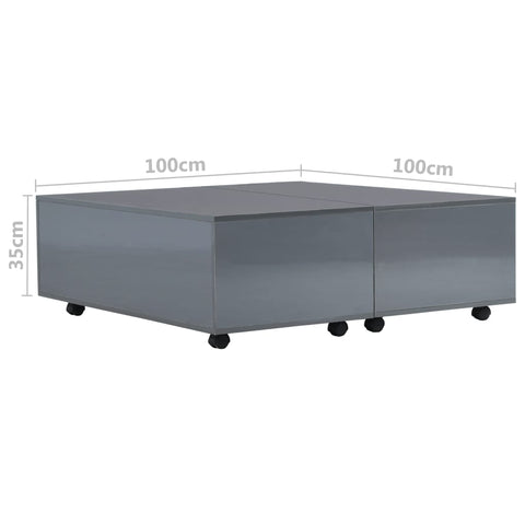 vidaXL Couchtisch Hochglanz-Grau 100x100x35 cm