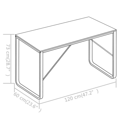 vidaXL Computertisch Schwarz und Eiche 120x60x73 cm