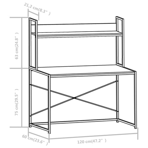 vidaXL Computertisch Schwarz 120×60×138 cm