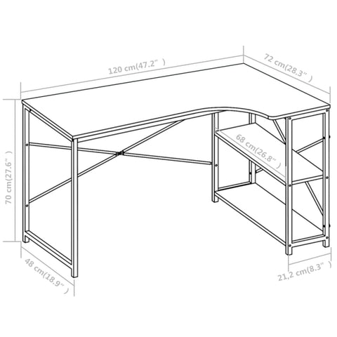 vidaXL Computertisch Weiß 120x72x70 cm