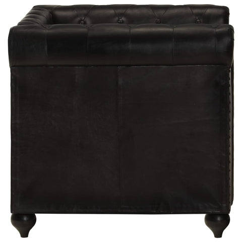 Chesterfield-Sessel Schwarz Echtleder