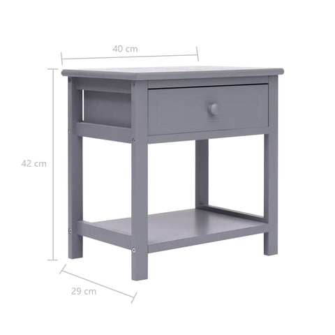 vidaXL Nachttisch Grau 40×29×42 cm Paulownia Holz