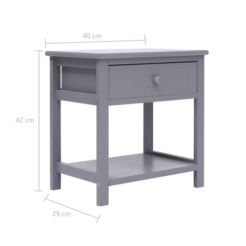 vidaXL Nachttische 2 Stk. Grau 40x29x42 cm Paulownia Holz