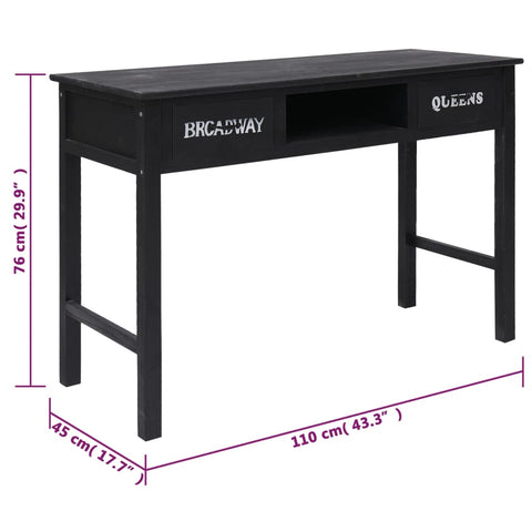 vidaXL Konsolentisch Schwarz 110 x 45 x 76 cm Holz