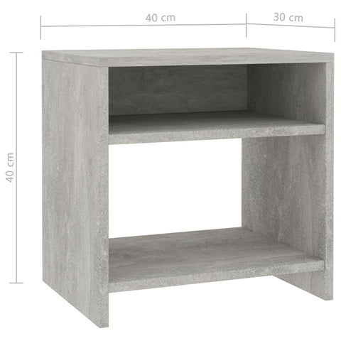 vidaXL Nachttische 2 Stk. Betongrau 40x30x40 cm Holzwerkstoff