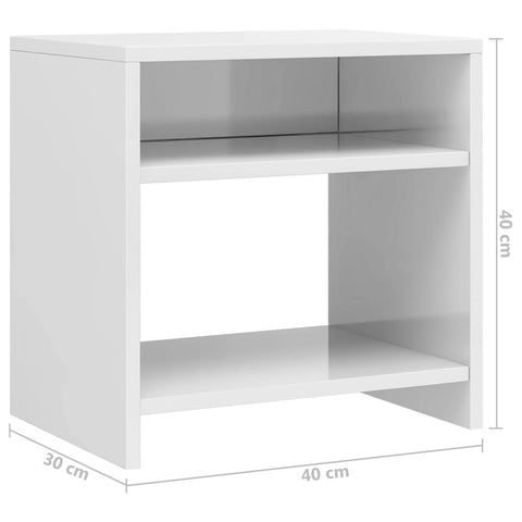 vidaXL Nachttische 2 Stk. Hochglanz-Weiß 40x30x40 cm Holzwerkstoff