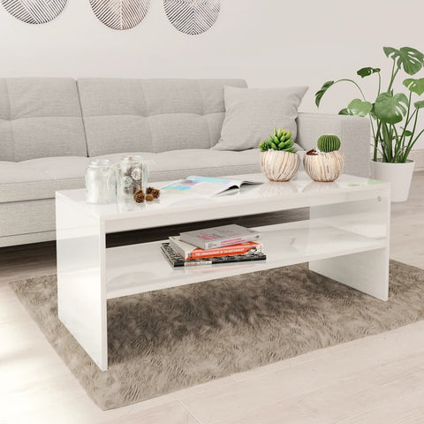 vidaXL Couchtisch Hochglanz-Weiß 100x40x40 cm Holzwerkstoff