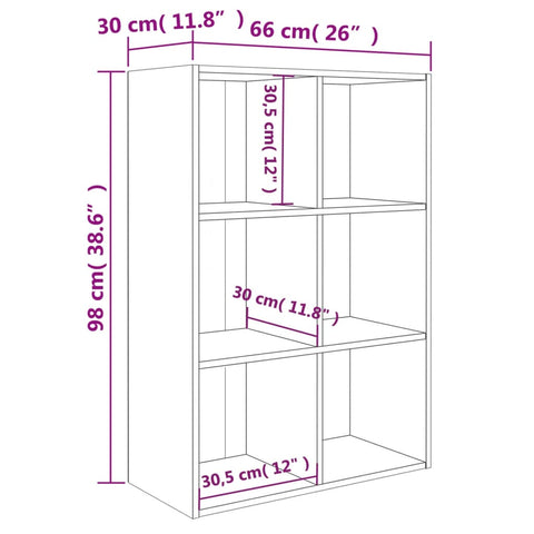 Bücherregal/Sideboard Hochglanz-Weiß 66x30x98 cm Holzwerkstoff