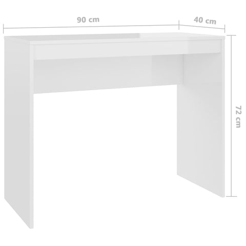 vidaXL Schreibtisch Hochglanz-Weiß 90x40x72 cm Holzwerkstoff