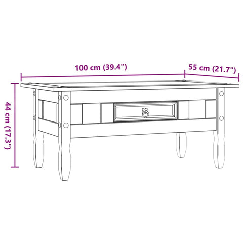 vidaXL Couchtisch Mexiko-Stil Kiefernholz Grau 100x55x45 cm