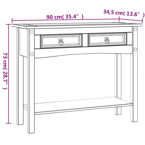 vidaXL Konsolentisch Mexiko-Stil Kiefernholz Weiß 90x34,5x73 cm