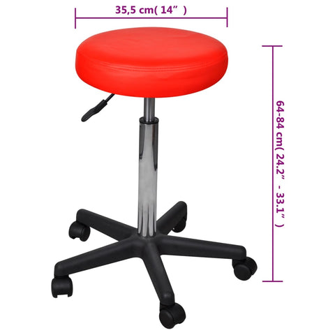 vidaXL Bürohocker 2 Stk. Rot 35,5x84 cm Kunstleder