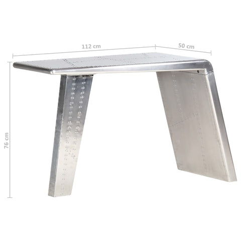 vidaXL Schreibtisch Flugzeugflügel-Optik Silbern 112x50x76 cm Metall