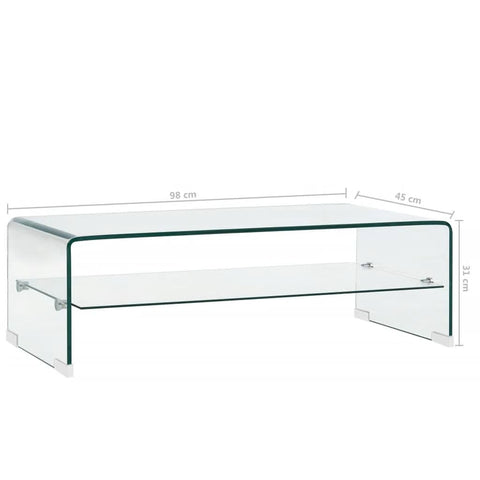 vidaXL Couchtisch Transparent 98×45×31 cm Hartglas