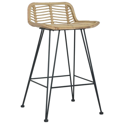 vidaXL Barhocker 2 Stk. Rattan Natur