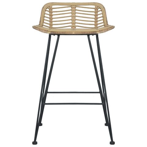 vidaXL Barhocker 2 Stk. Rattan Natur