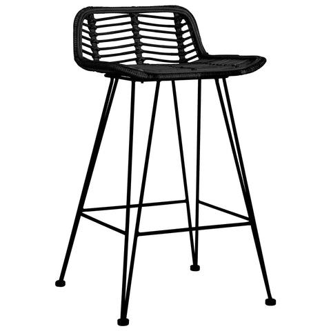 vidaXL Barhocker 2 Stk. Schwarz Rattan