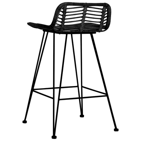 vidaXL Barhocker 2 Stk. Schwarz Rattan