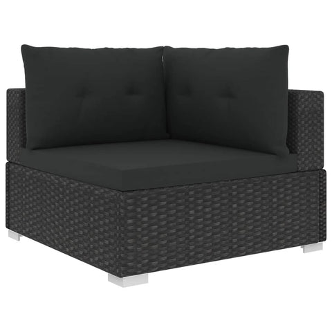 10-tlg. Garten-Lounge-Set mit Auflagen Poly Rattan Schwarz