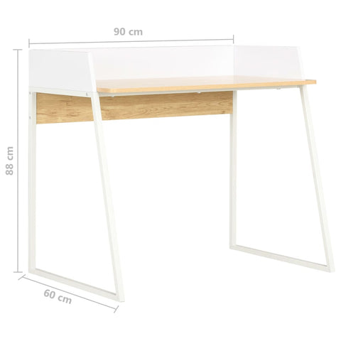 vidaXL Schreibtisch Weiß und Eiche 90x60x88 cm