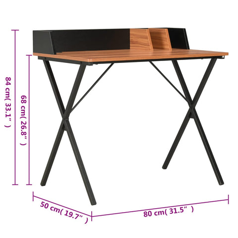 vidaXL Schreibtisch Schwarz und Braun 80x50x84 cm