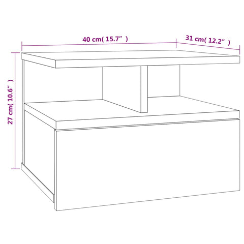 vidaXL Hängender Nachttisch Betongrau 40x31x27 cm Holzwerkstoff