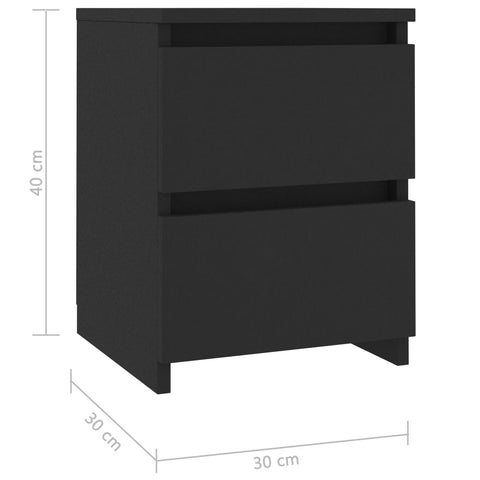 vidaXL Nachttisch Schwarz 30×30×40 cm Holzwerkstoff