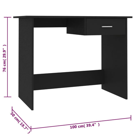 vidaXL Schreibtisch Schwarz 100×50×76 cm Holzwerkstoff