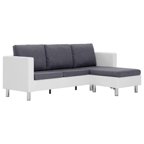 3-Sitzer-Sofa mit Kissen Weiß Kunstleder