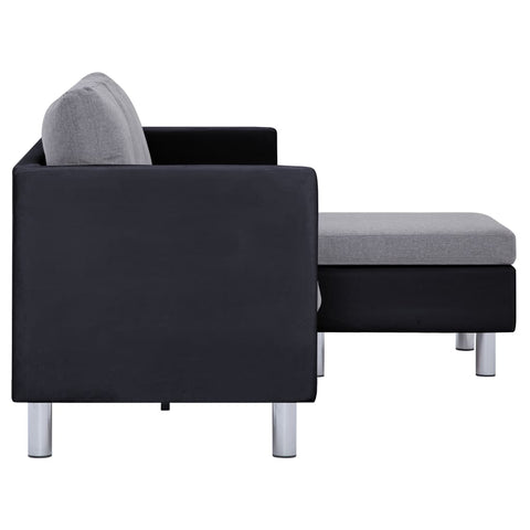 3-Sitzer-Sofa mit Kissen Schwarz Kunstleder