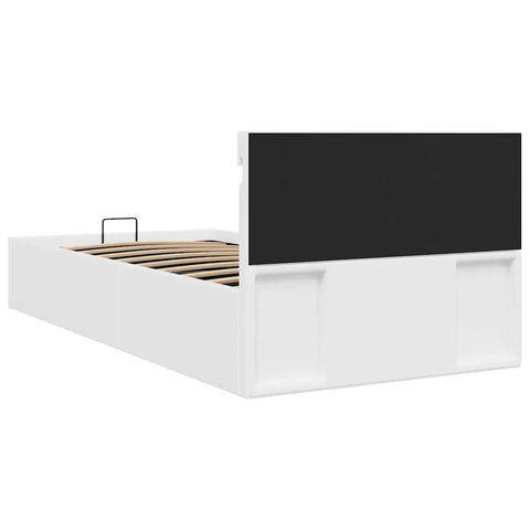 Bett mit Bettkasten Hydraulisch LED Weiß Kunstleder 100x200 cm