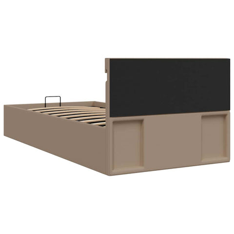 Bett mit Bettkasten LED Cappuccino-Braun Kunstleder 100x200 cm