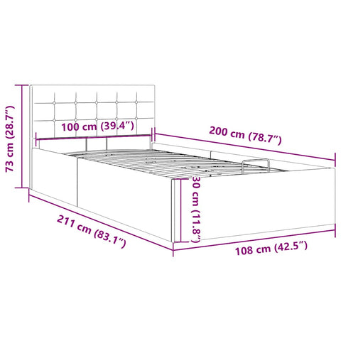 Stauraumbett Hydraulisch Dunkelgrau Stoff 100×200 cm