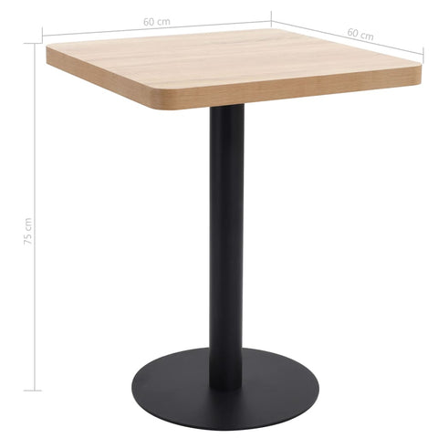 vidaXL Bistrotisch Hellbraun 60x60 cm MDF