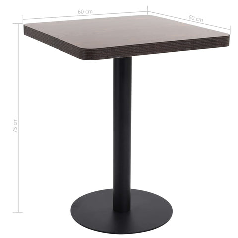 vidaXL Bistrotisch Dunkelbraun 60x60 cm MDF