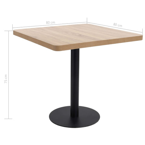 vidaXL Bistrotisch Hellbraun 80x80 cm MDF