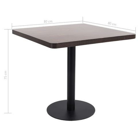 vidaXL Bistrotisch Dunkelbraun 80x80 cm MDF