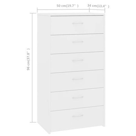 vidaXL Sideboard mit 6 Schubladen Weiß 50x34x96 cm Holzwerkstoff