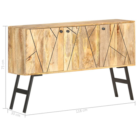 vidaXL Sideboard 118x30x75 cm Massivholz Mango