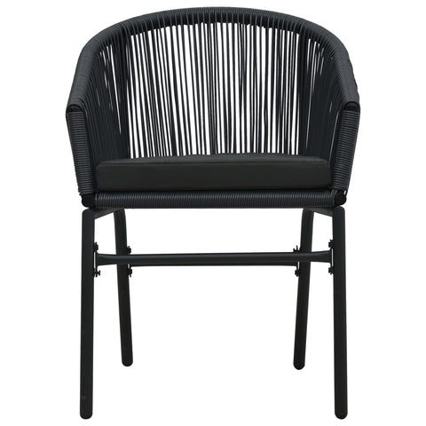 3-tlg. Bistro-Set mit Kissen PE-Rattan Schwarz