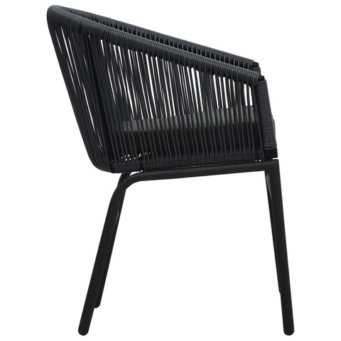 3-tlg. Bistro-Set mit Kissen PE-Rattan Schwarz