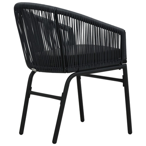 3-tlg. Bistro-Set mit Kissen PE-Rattan Schwarz