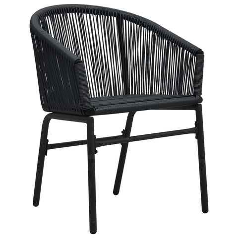 3-tlg. Bistro-Set mit Kissen PE-Rattan Schwarz