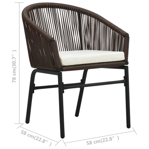 3-tlg. Bistro-Set mit Kissen PE-Rattan Braun