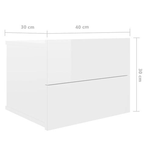 vidaXL Nachttische 2 Stk. Hochglanz-Weiß 40x30x30 cm Holzwerkstoff