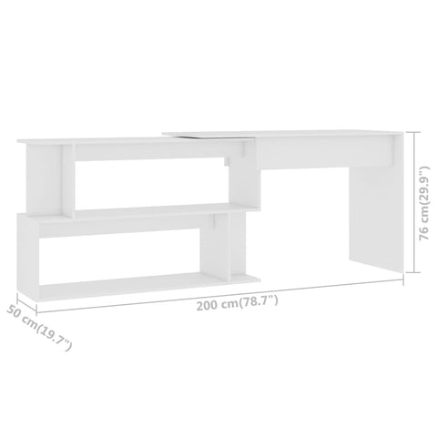 vidaXL Eckschreibtisch Weiß 200x50x76 cm Holzwerkstoff